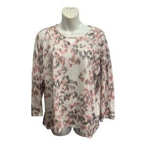 Alfred Dunner Pink and Gray Patterned Sweater size medium